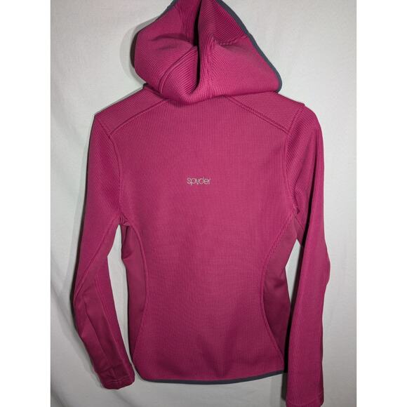 Spyder Active Womens Ribbed Fleece Full Zip Sweatshirt Jacket Sz Medium Pink - Picture 4 of 6